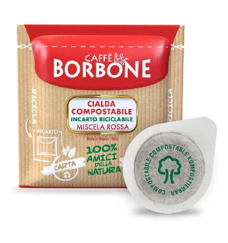 Cialde Caffè Borbone - ESE Rosso Caffè 44mm Miscela Rossa compostabili con incarto riciclabile, gusto forte ed energizzante.