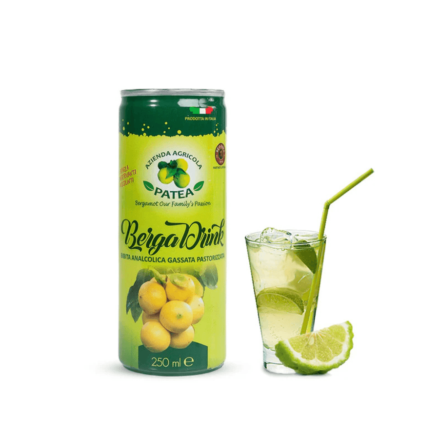 Bibita Bergamotto Calabria - Bevanda Naturale in lattina da 250 ml con frutti di bergamotto freschi, senza conservanti, ideale come soft drink.