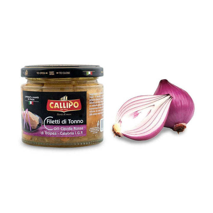 Filetti di Tonno con Cipolla Rossa di Tropea Calabria I.G.P. All’Olio di Oliva